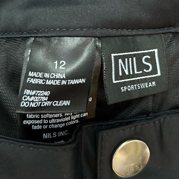 NILS Women’s Satin-y Black Snow Pants, Size 12 - Picture 11 of 12